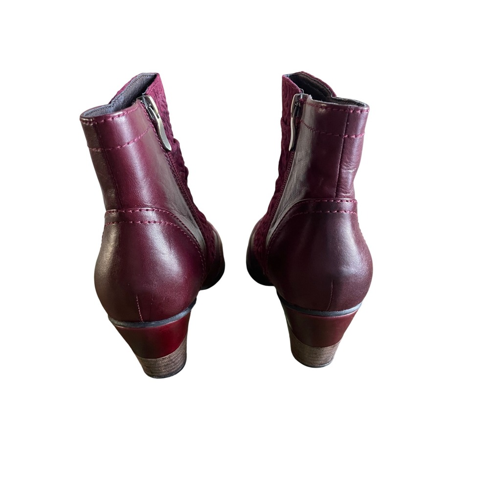 L'Artiste by Spring Step‎ Burgundy Floral Embroidered Leather Boot 41-US 9.5-10 - Picture 4 of 10